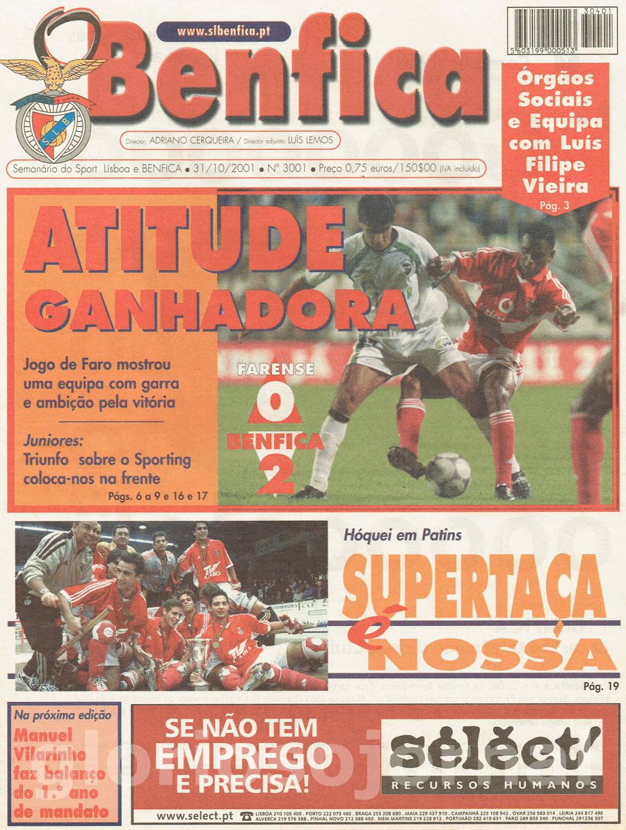 jornal o benfica 3001 2001-10-31